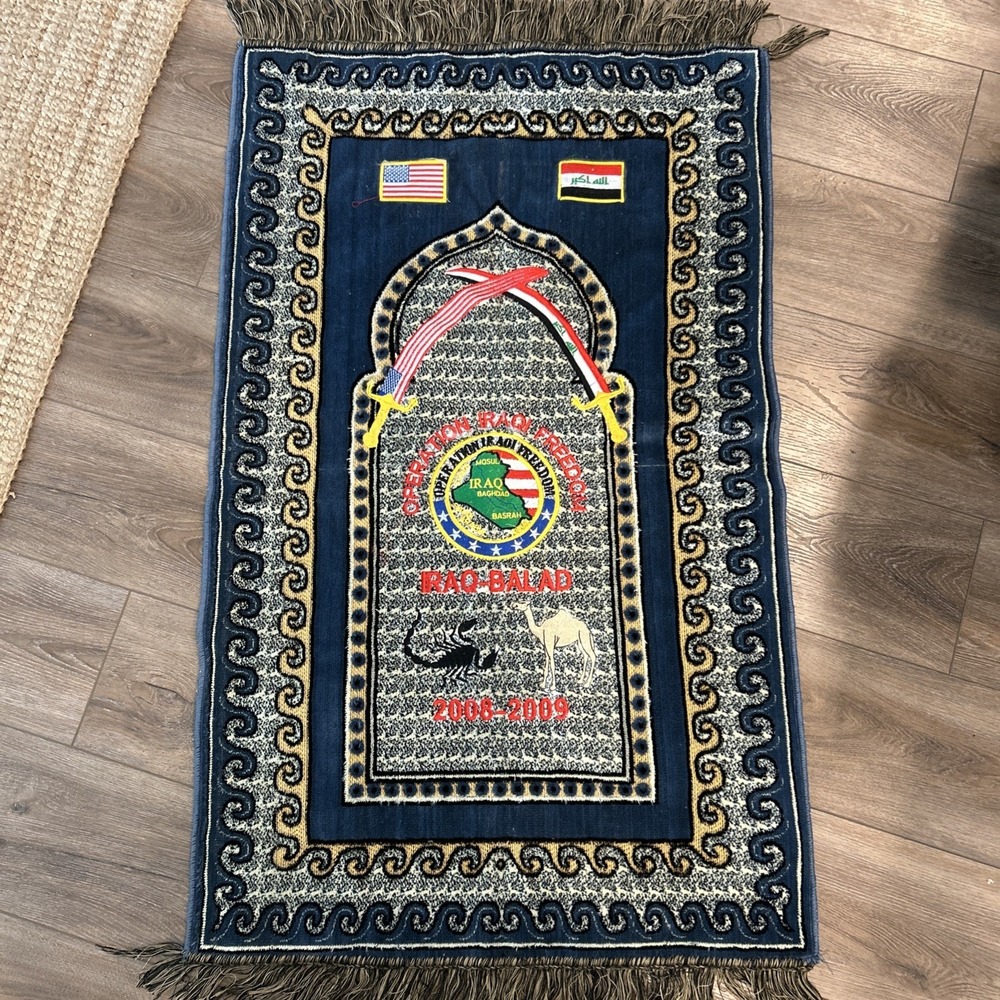 Handmade‎ Iraqi Freedom Deployment 2008-2009 Wall Hanging Rug Carpet 40x26"